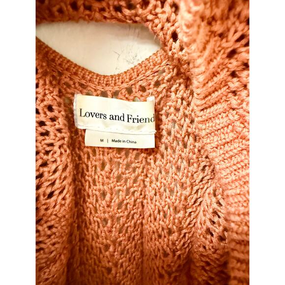 Lovers + Friends Haisley 3/4 Sleeve Crochet Knit Mini Dress Birch Rose Women's M - Picture 4 of 5